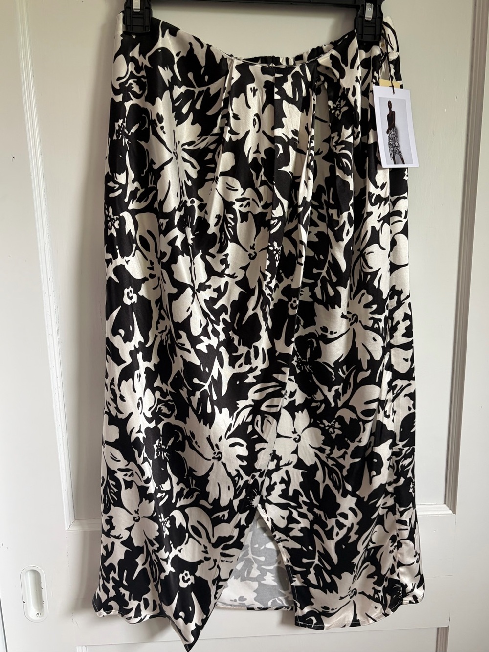Nation LTD Black & White Floral Wrap Midi Skirt